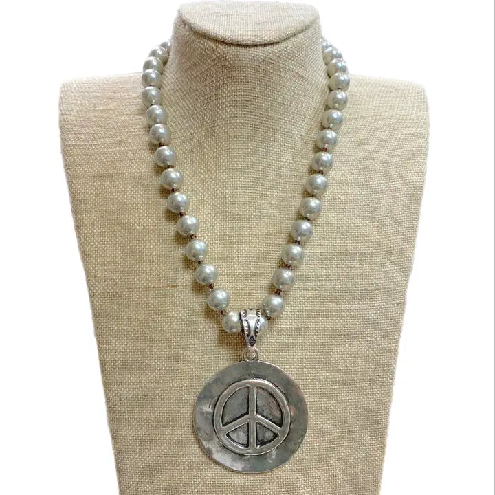 Peace Sign Pendant with Faux Navajo Necklace