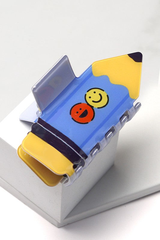 Jumbo Fun School Pencil Hair Claw Clips