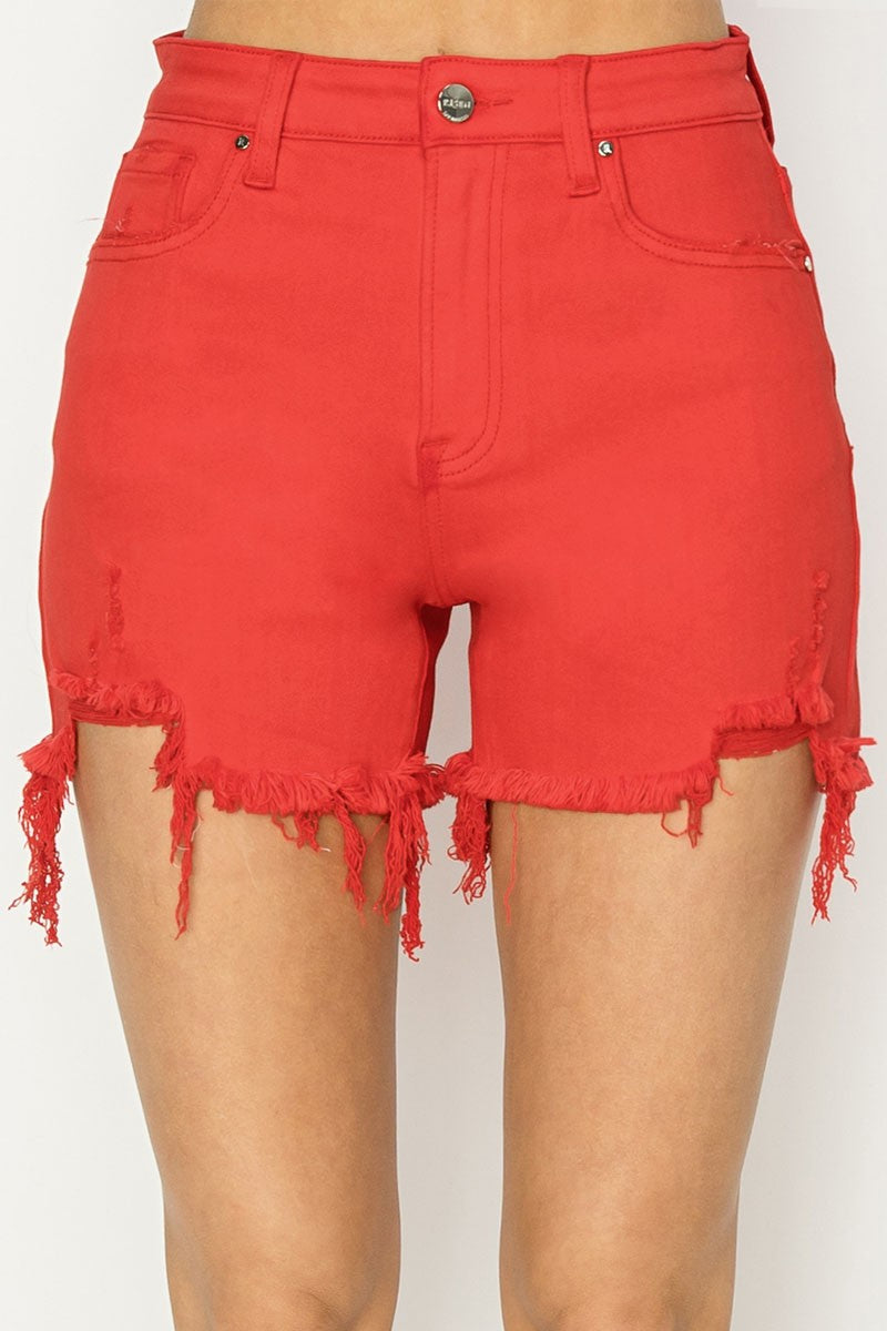 Risen High Rise Distressed Fiesta Shorts