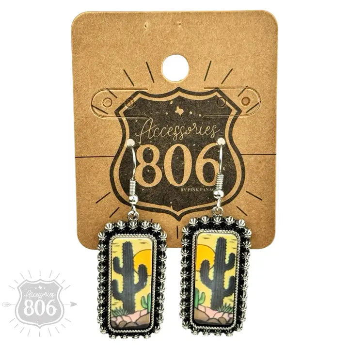 Western Cactus Scene Earring