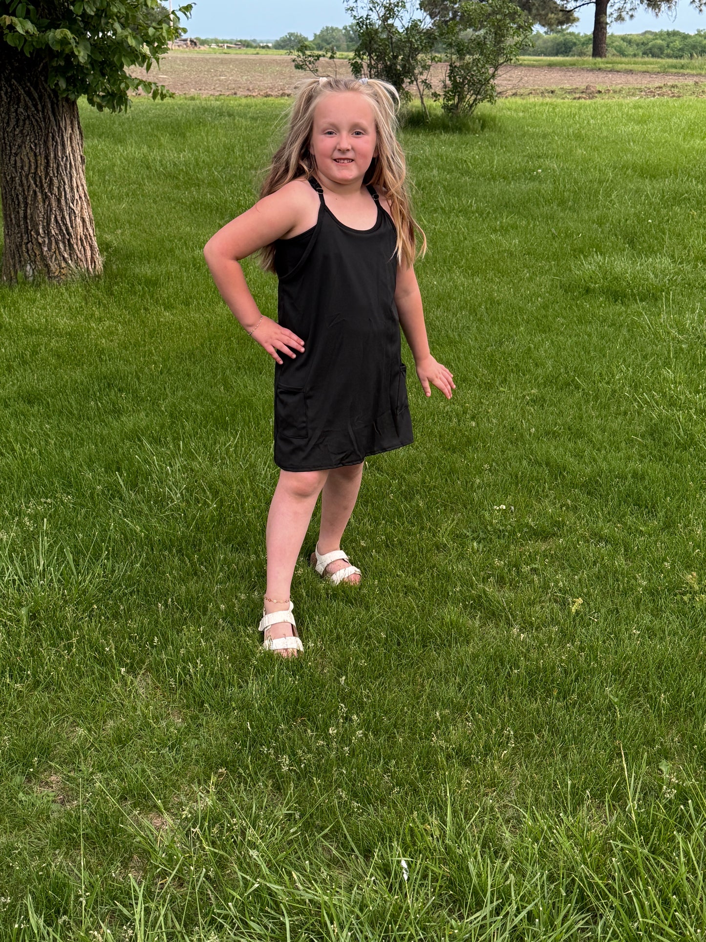 Kids Black Boxy Dress