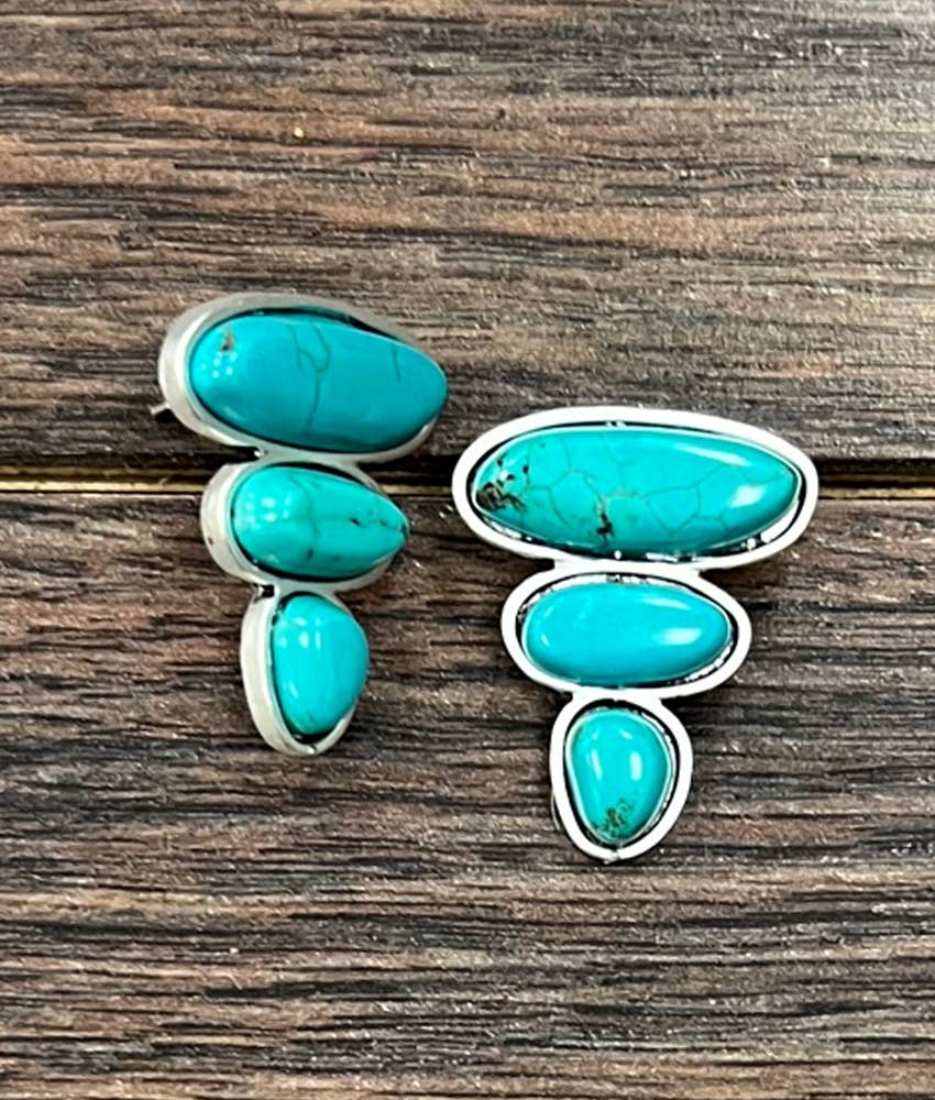 Turquoise Stone Stud Earrings