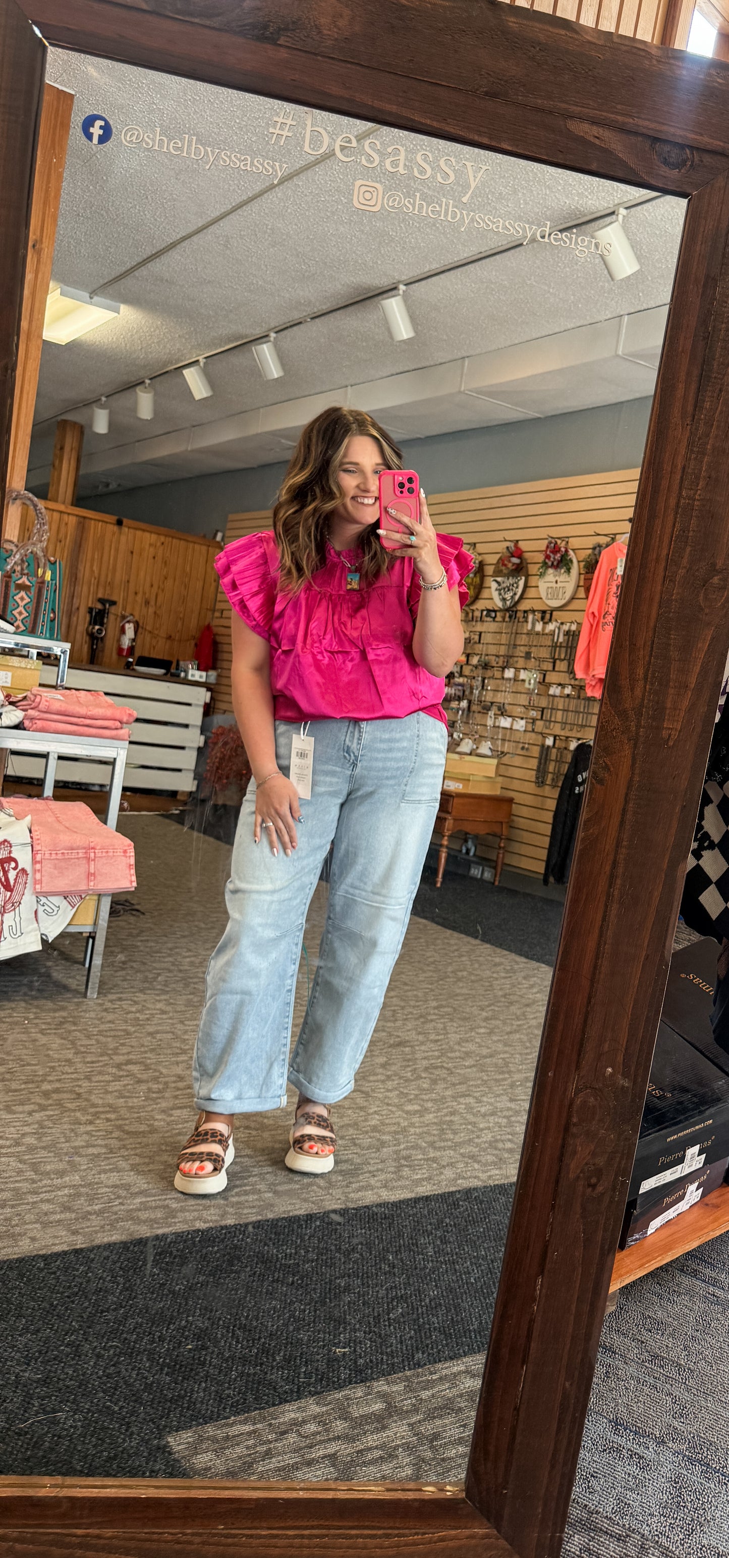 Pink Satin Pleated Ruffle Sleeveless Top