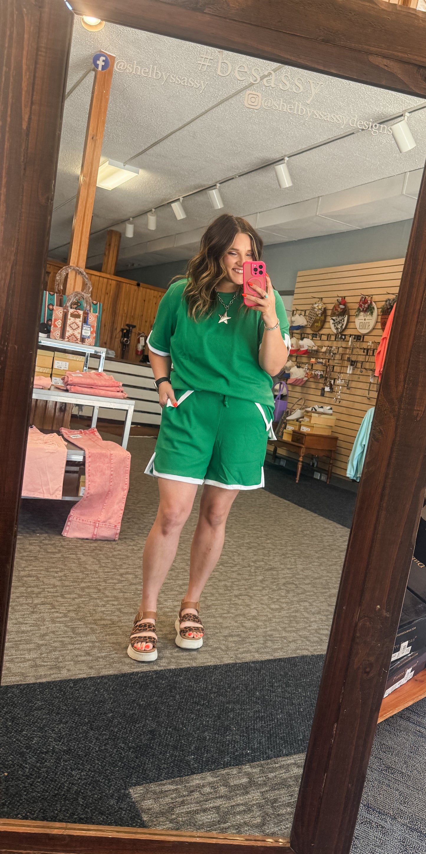 Kelly Green Waffle Knit Set