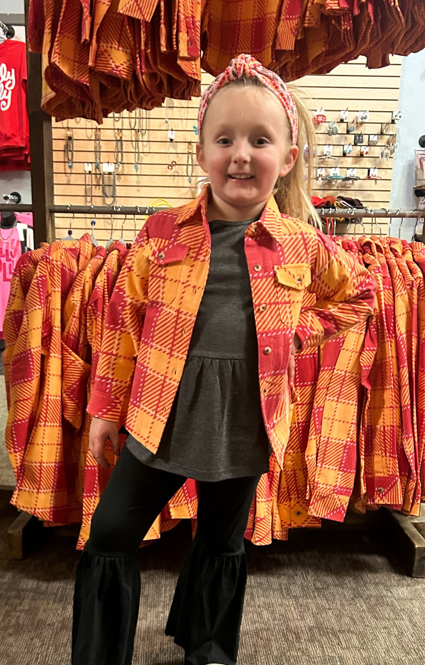 Toddler & Youth Red & Gold Shacket