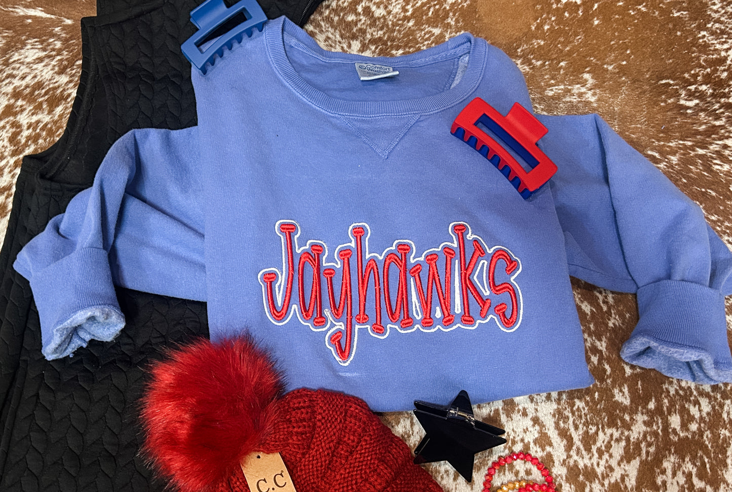 Puff Embroidery Jayhawks- Youth (2 Colors)