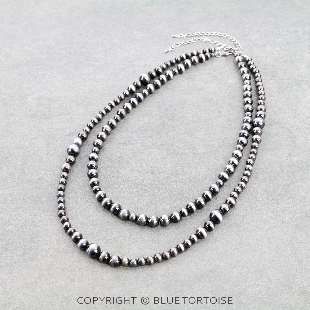 2 Layer Navajo Style Pearl Necklace