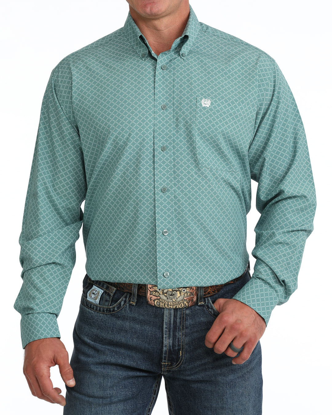 Men's Cinch Arenaflex Turquoise Long Sleeve