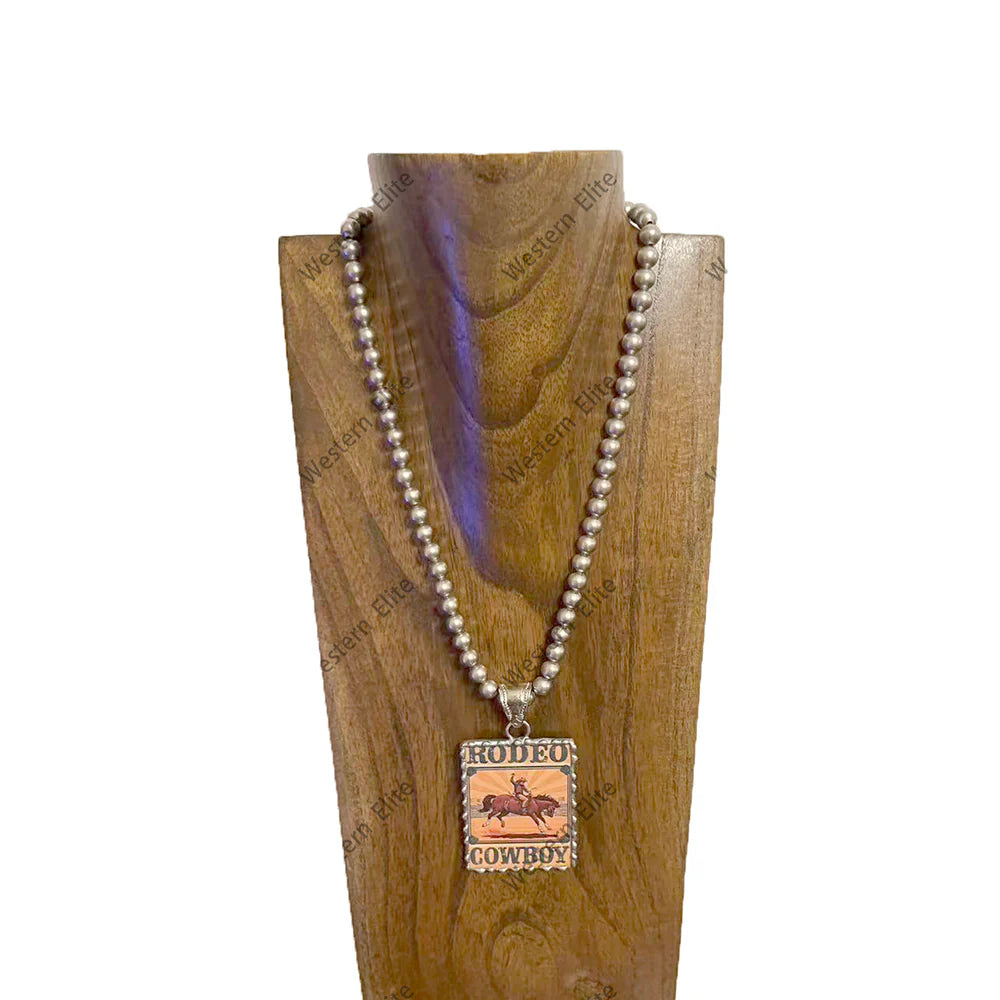 Rodeo Cowboy 8mm Navajo pearl Pendent