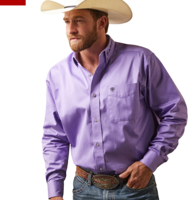 Ariat® Men's Team Logo Twill Violet Tulip Button Down Shirt