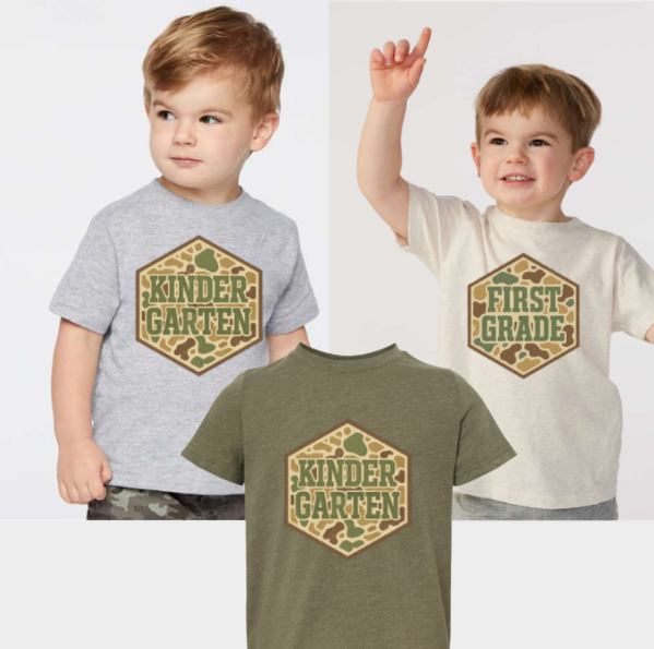 Camo Back to School | 2t- yt large | PreK-5th