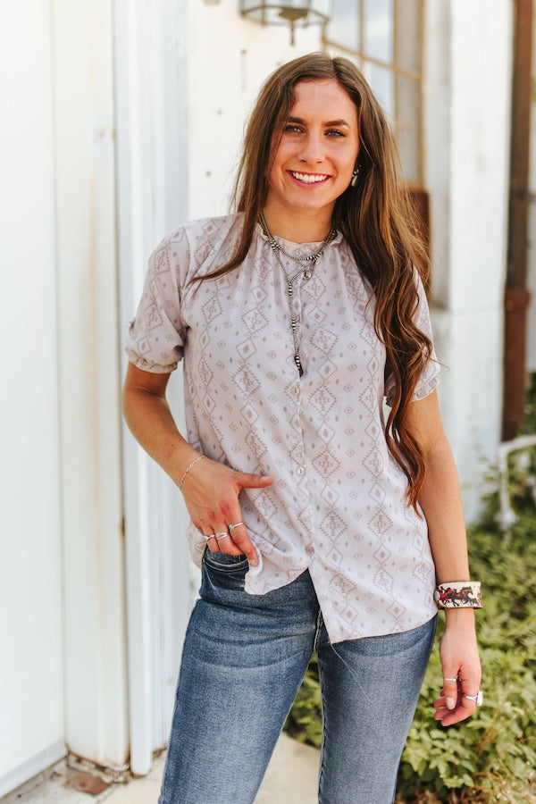 Aztec Short Sleeve Button Down