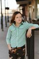 Girls Jade Denim Pearl Snap Long Sleeve