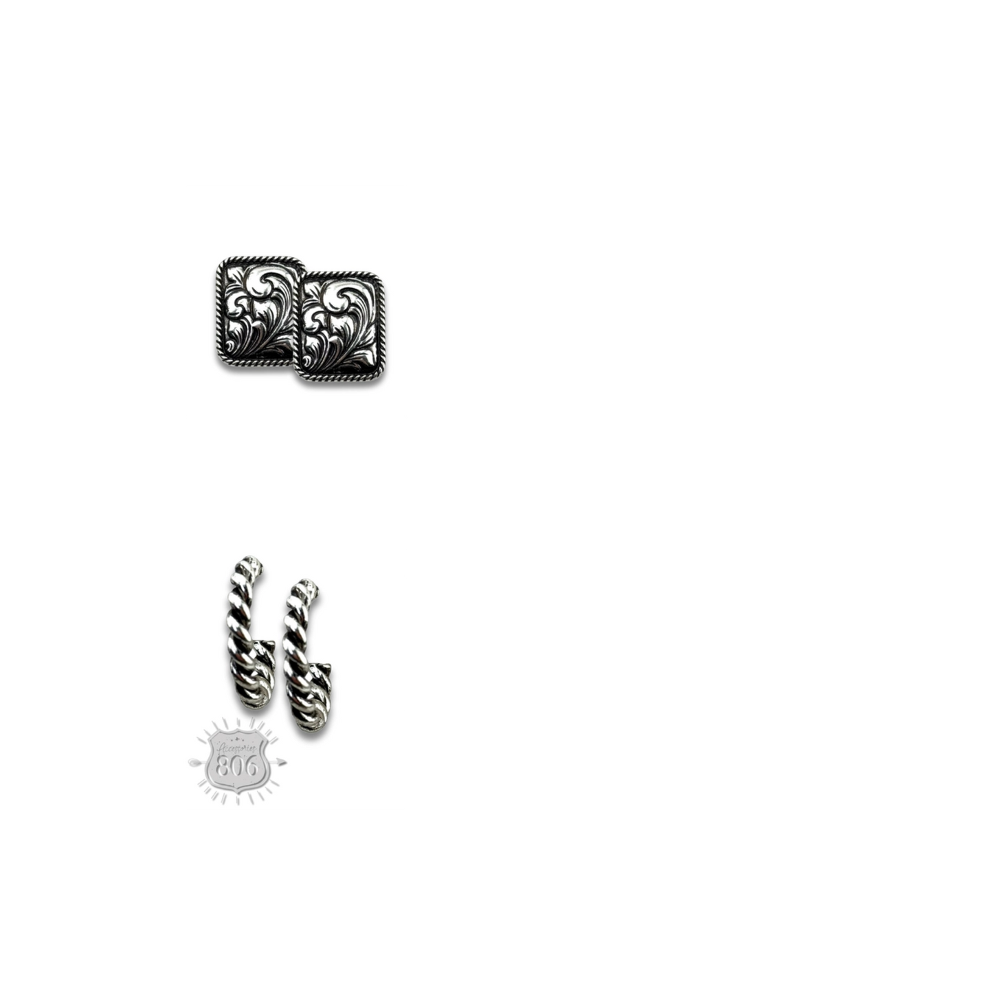 Tooled Hoop & Stud Set