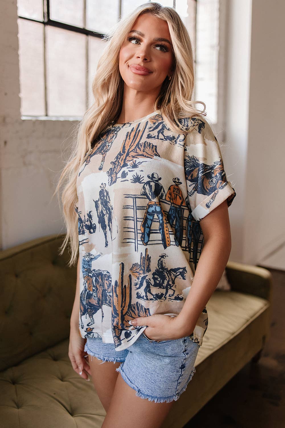 Western Cowboy Print Graphic T Shirt | S-XL