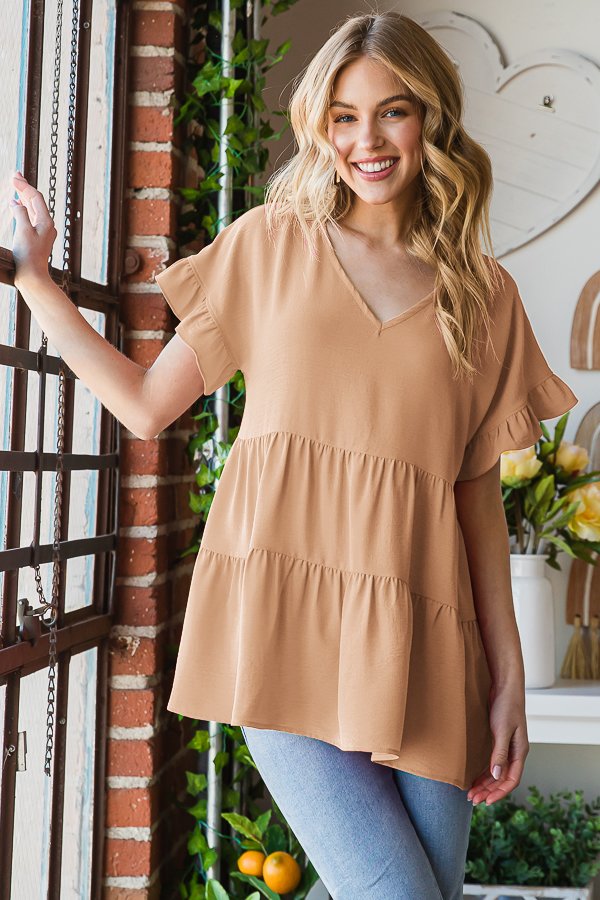 Ruffle Sleeve Basic (2 colors)
