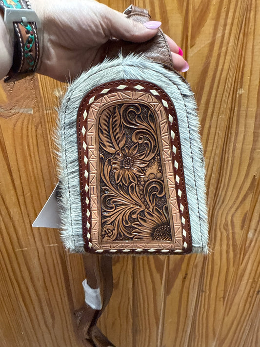 American Darling Handcrafted Western Leather Sling Bag with Hair-On Cowhide & Hand-Tooled Details