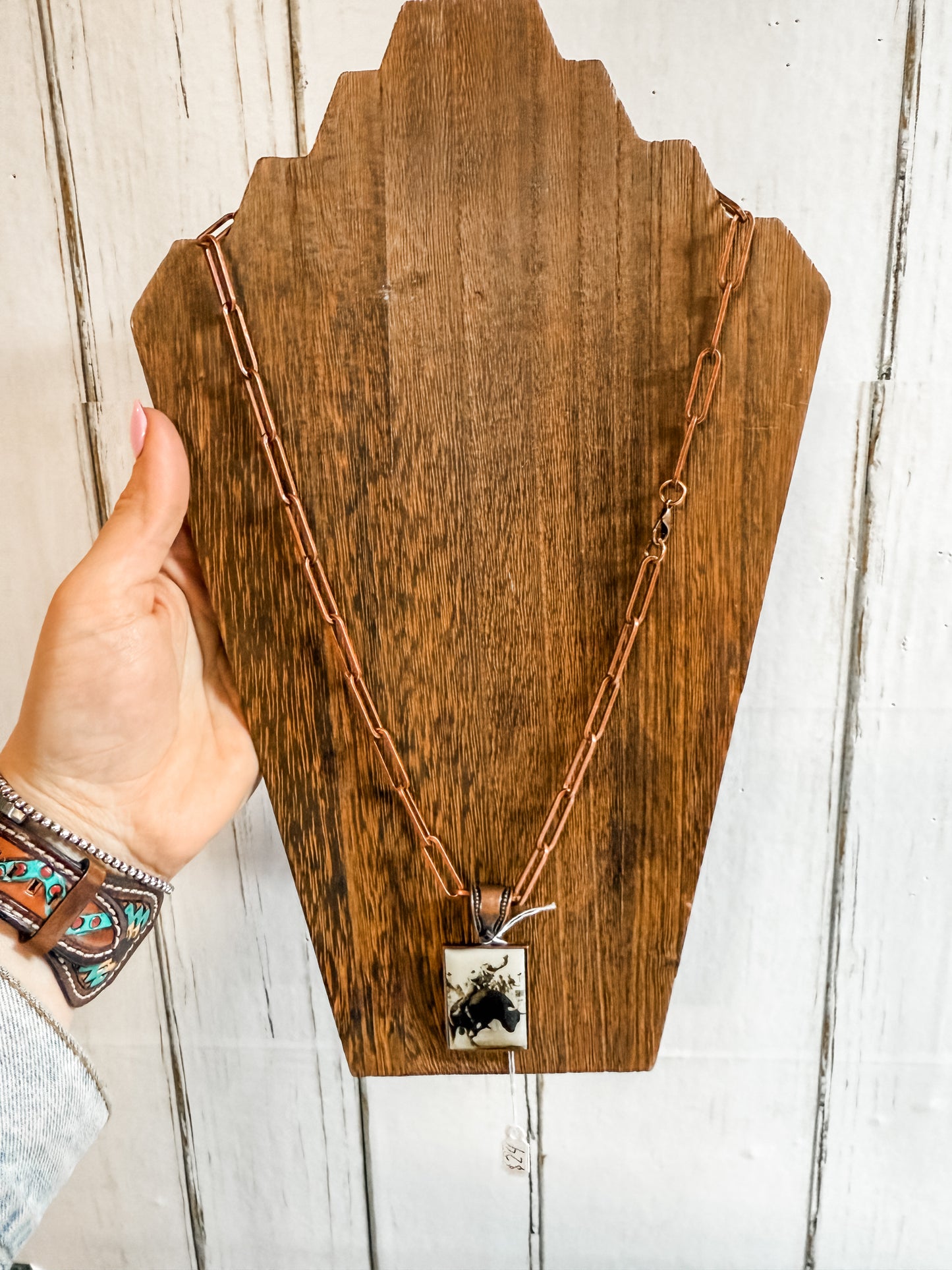 Paper Clip Pendant Necklace | Bronze