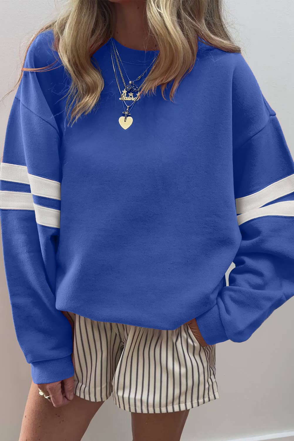 66 GAME DAY Varsity Striped Plus Size Sweatshirt (S-4X)