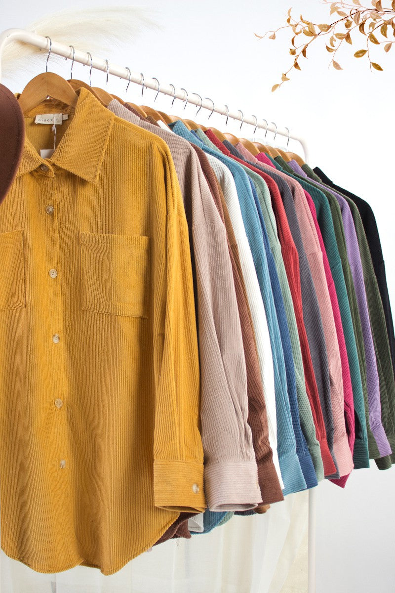 Loose Fit Corduroy Shirts Jacket Shacket | 3 colors