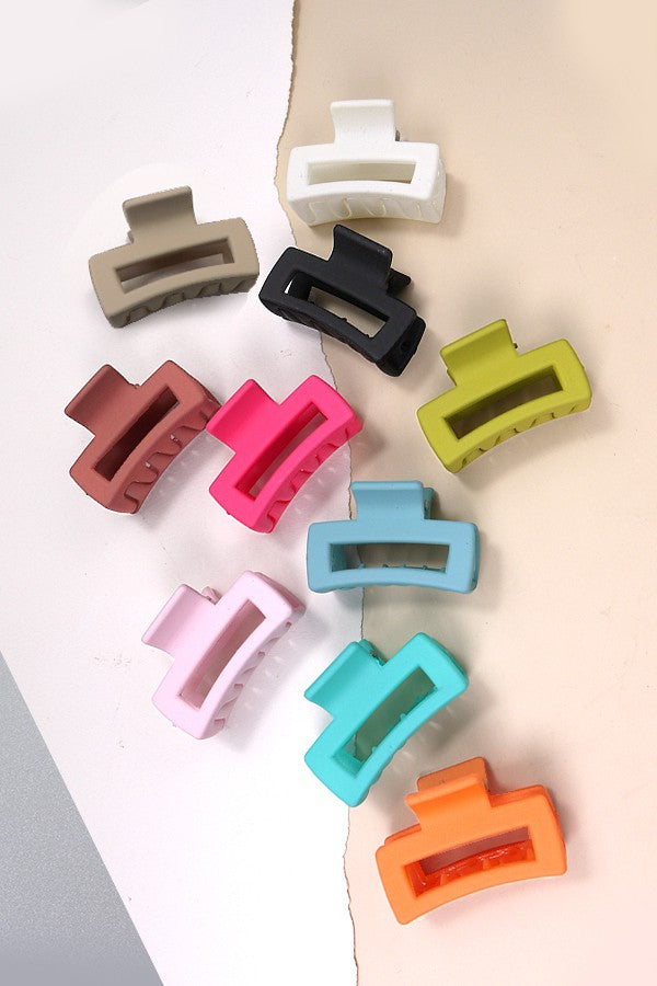 Matte Rectangle Mini Cutout Hair Claw Clips - Set of 4