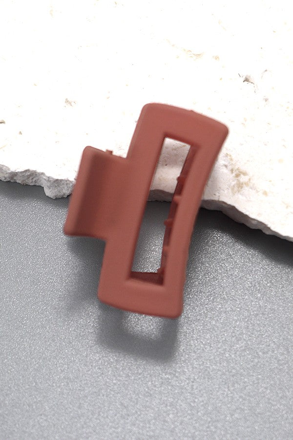 Matte Rectangle Mini Cutout Hair Claw Clips - Set of 4