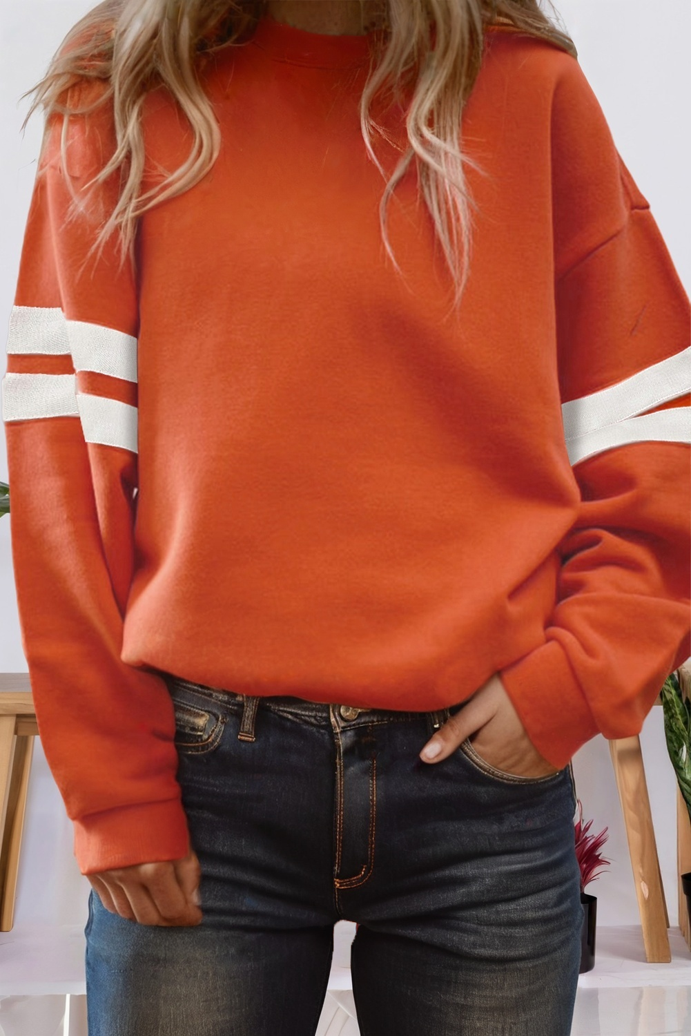66 GAME DAY Varsity Striped Plus Size Sweatshirt (S-4X)
