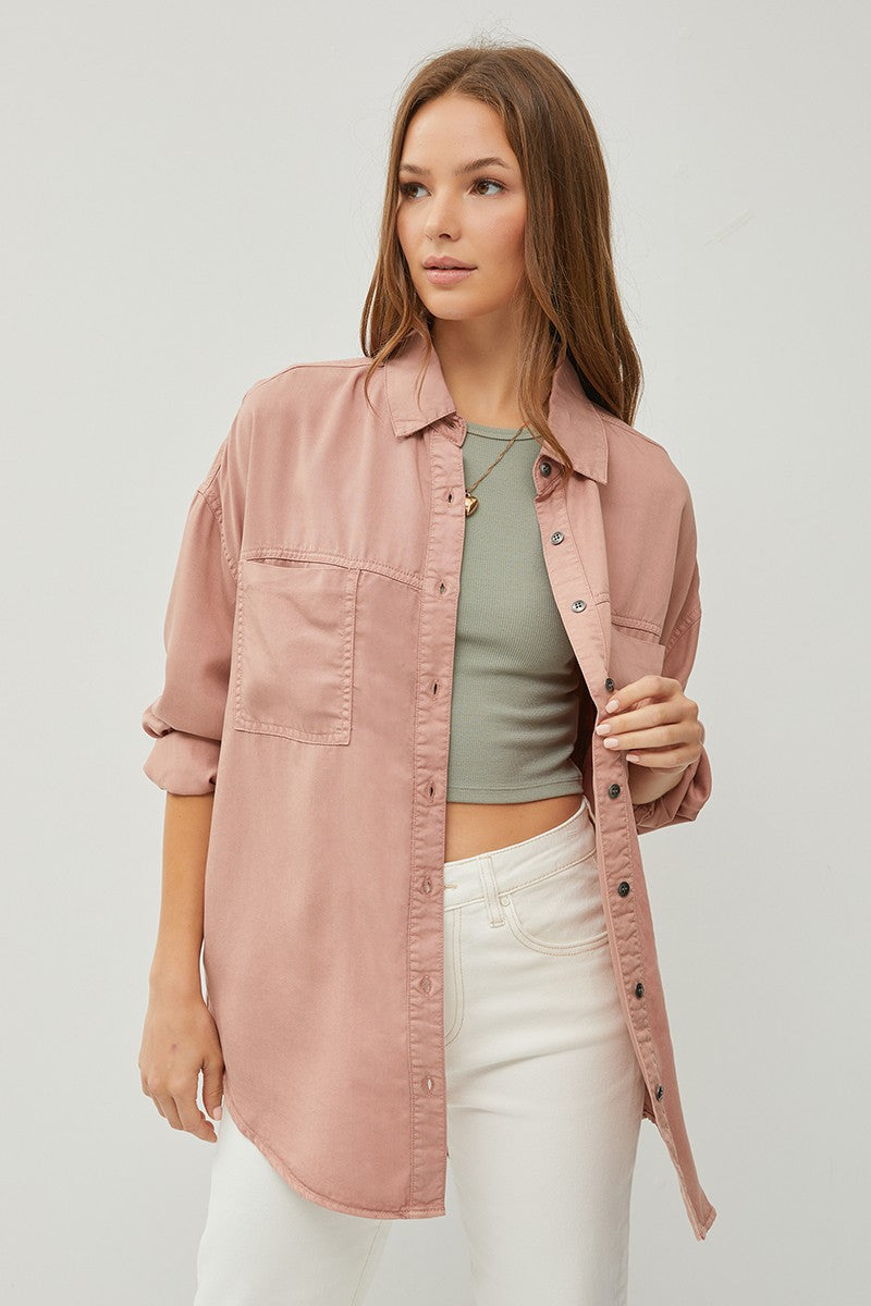 Mauve Oversized Tencel Shirt