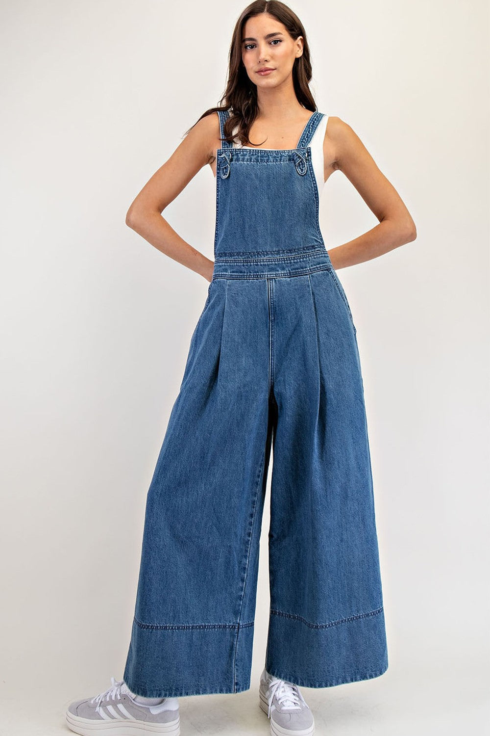 Wide Leg Denim Jumpsuit