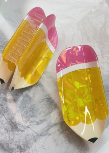 Jumbo Fun School Pencil Hair Claw Clips