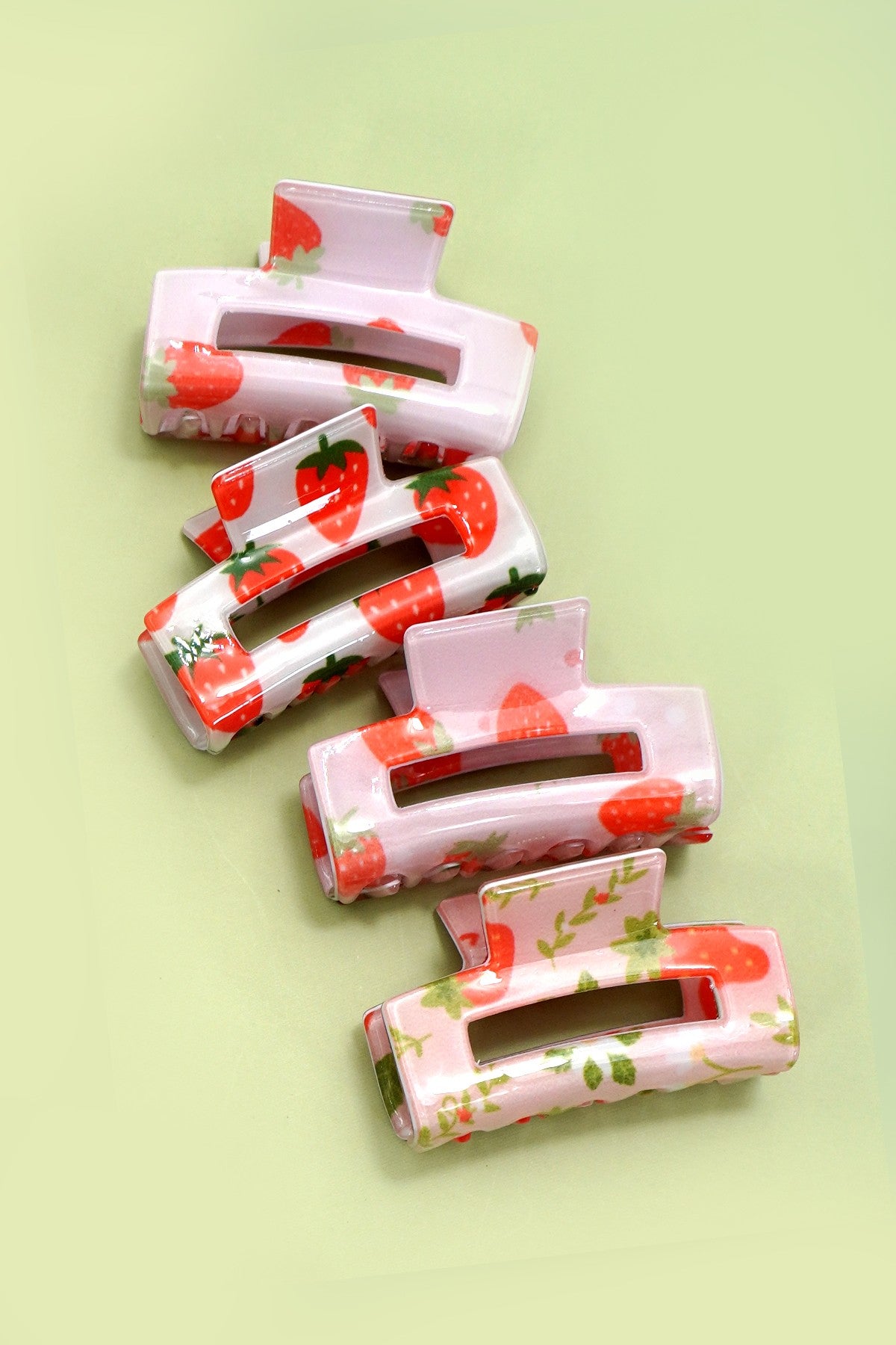 Set Of 4 Mini Rectangle Pattern Hair Claw Clips