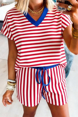Firecracker Stripe Shorts Set