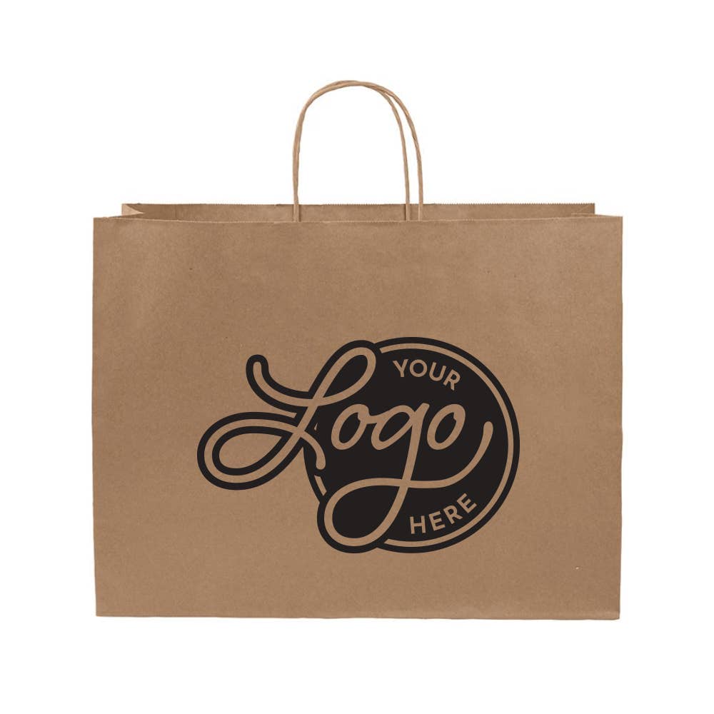 Custom Logo Kraft Paper Bags w/ Black Ink