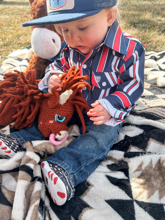 Retro Stripe Baby Button Up