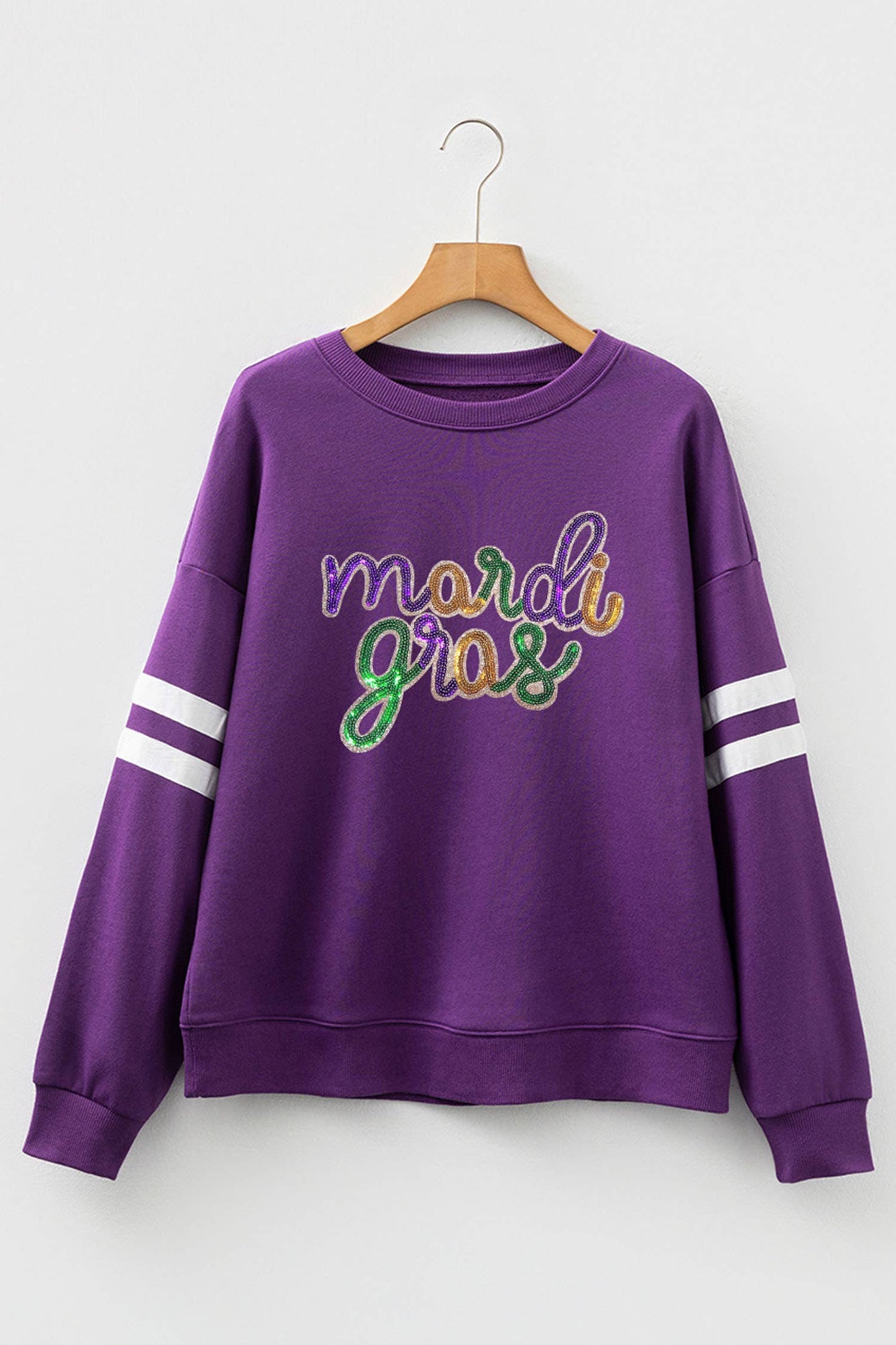 66 GAME DAY Varsity Striped Plus Size Sweatshirt (S-4X)