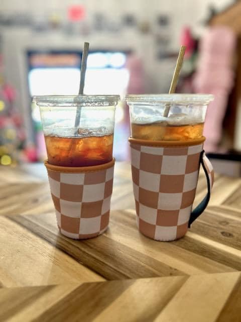 Iced Coffee Coolie - Tan Check