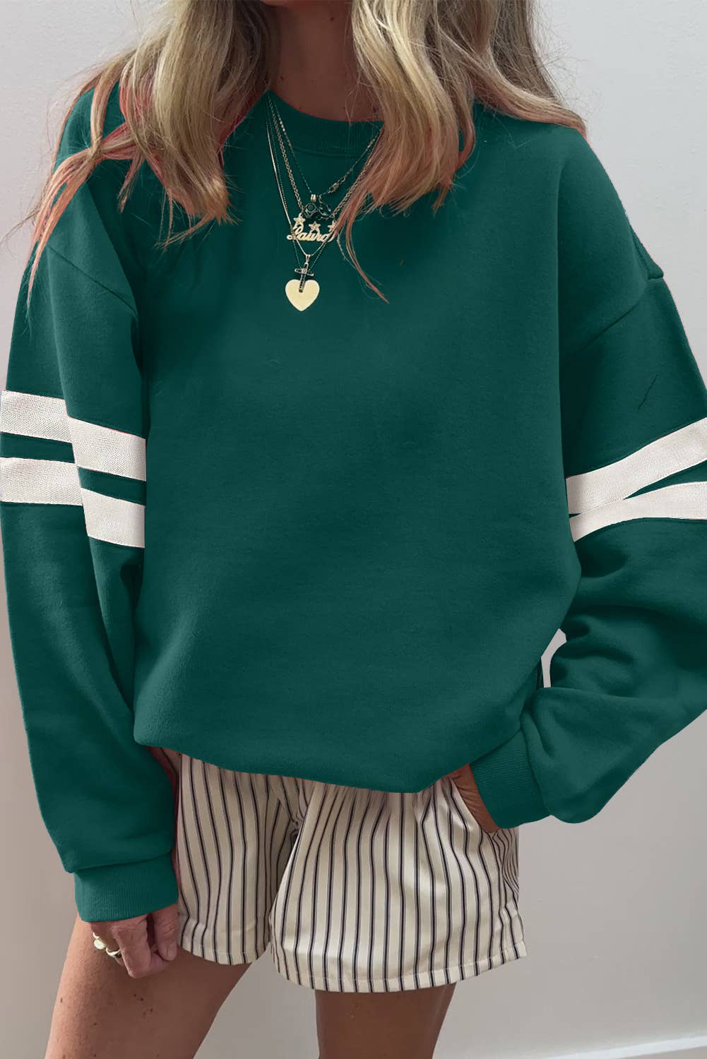 66 GAME DAY Varsity Striped Plus Size Sweatshirt (S-4X)