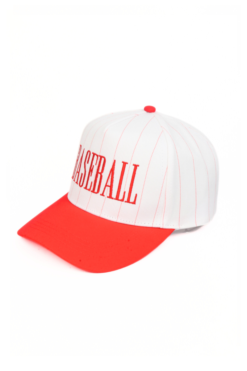 Red Baseball Pinstripe Cap