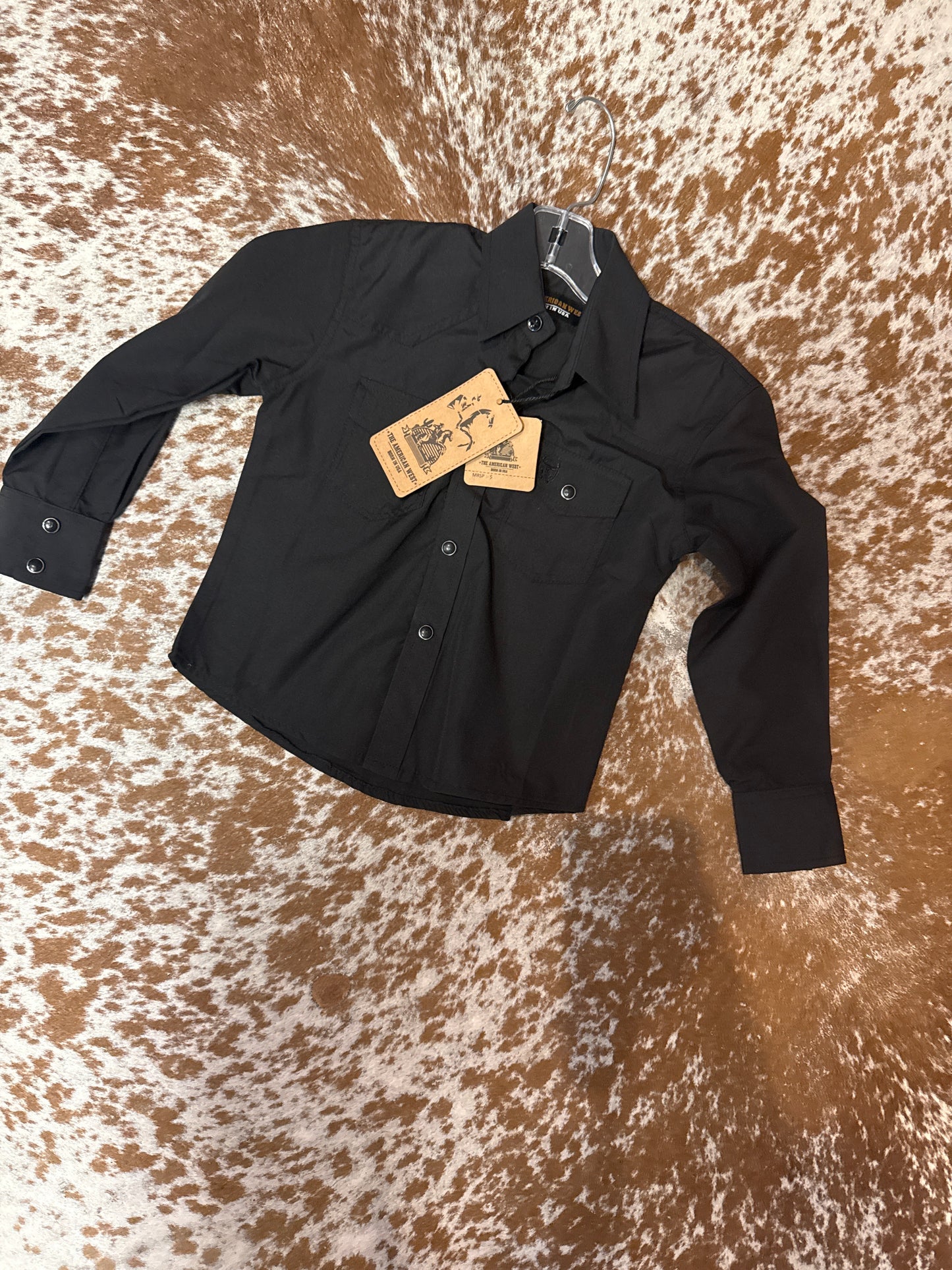 Boys Black Long Sleeve Pearl snap