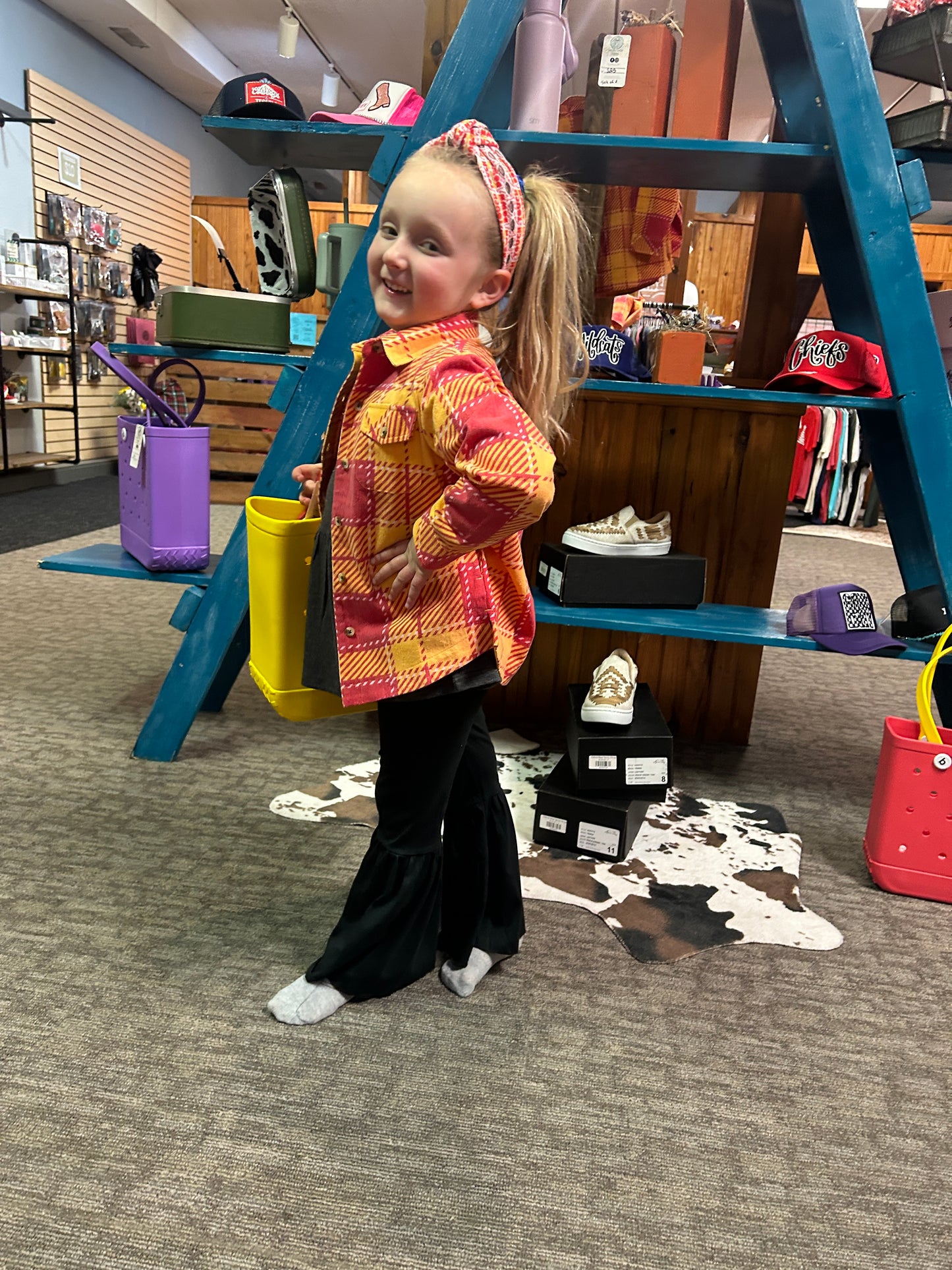 Toddler & Youth Red & Gold Shacket