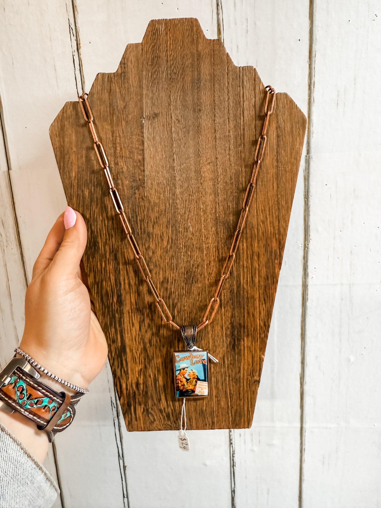 Paper Clip Pendant Necklace | Bronze