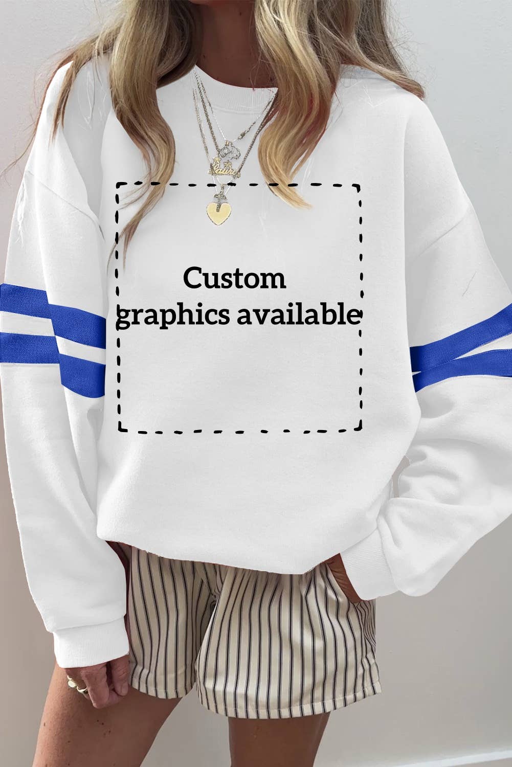 66 GAME DAY Varsity Striped Plus Size Sweatshirt (S-4X)