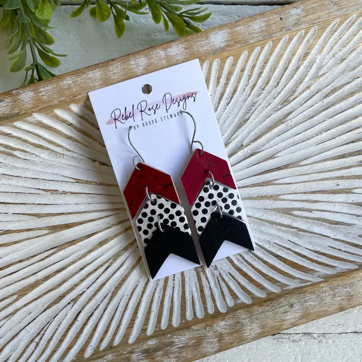 Chevron Earring - Crimson