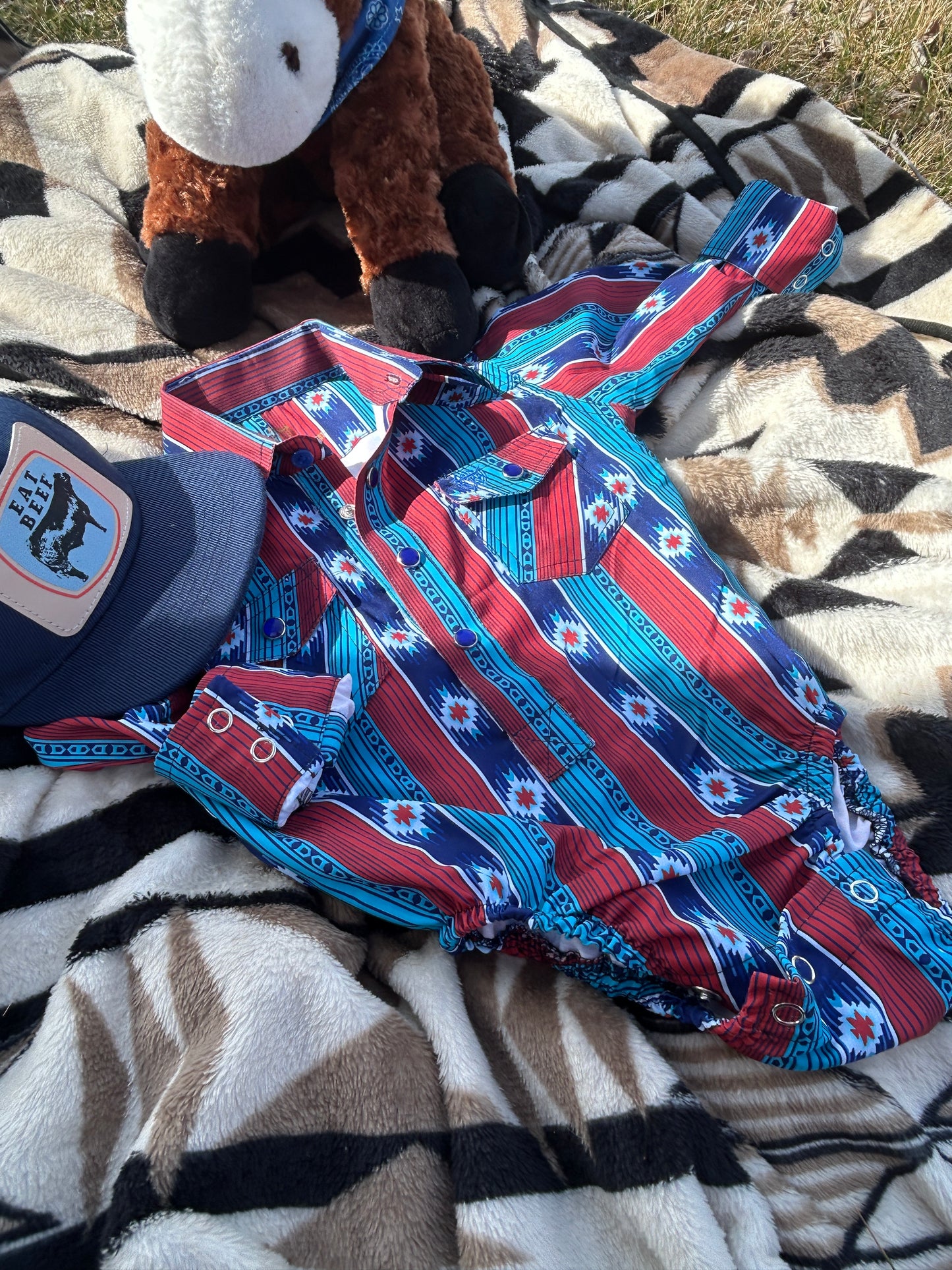 Retro Aztec Baby Button Up
