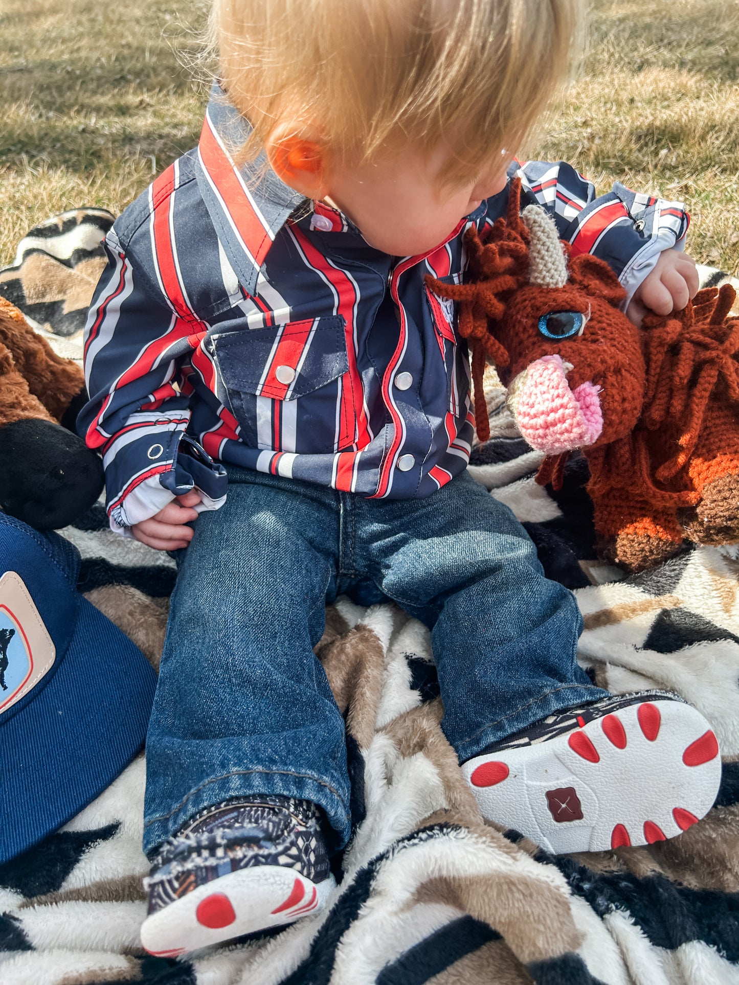 Retro Stripe Baby Button Up