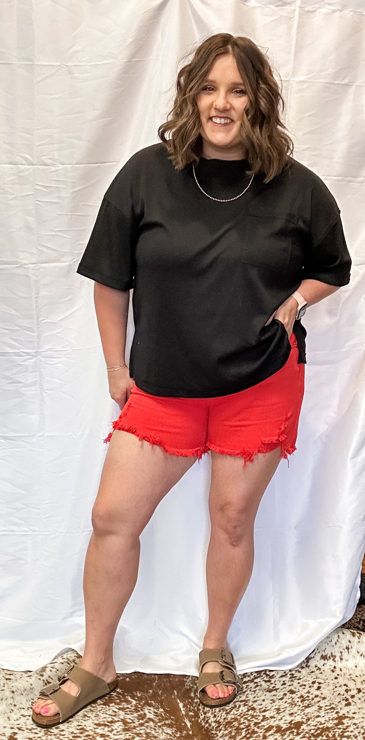 Risen High Rise Distressed Fiesta Shorts