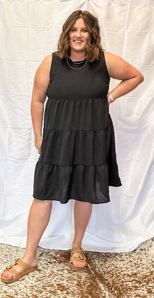Tank Sleeve Black Swiss Dot Dress