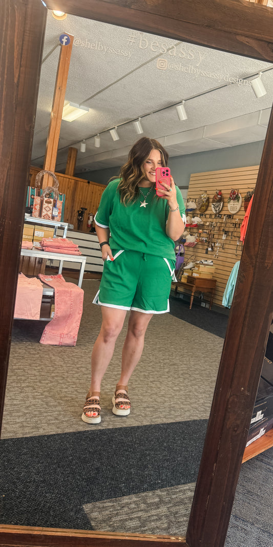 Kelly Green Waffle Knit Set