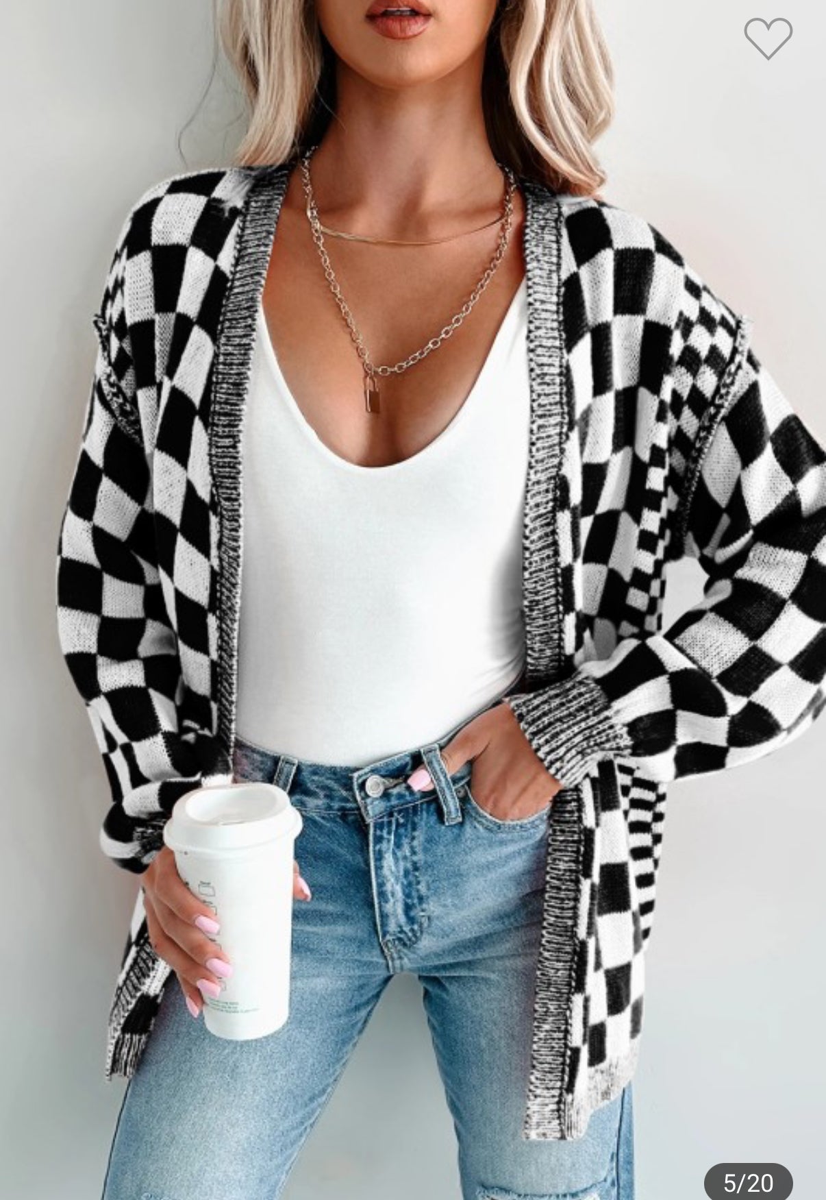 Checkered cardigan