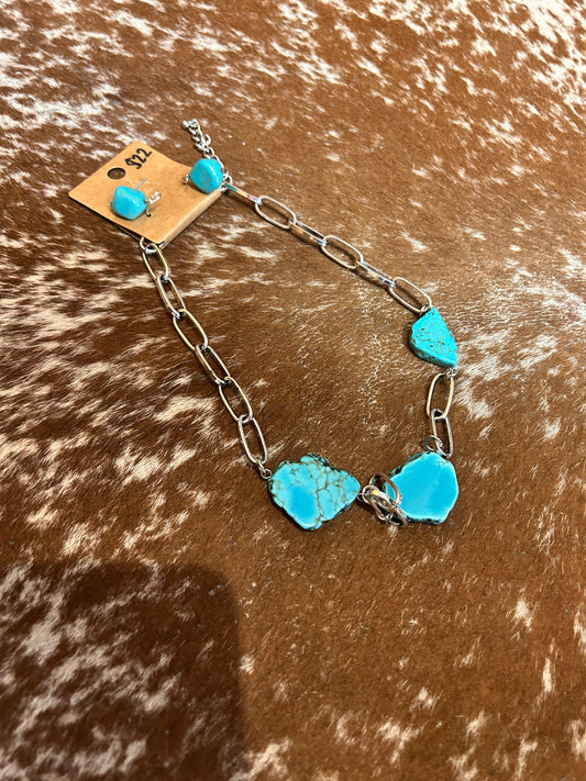 Chunky paper clip turquoise accent